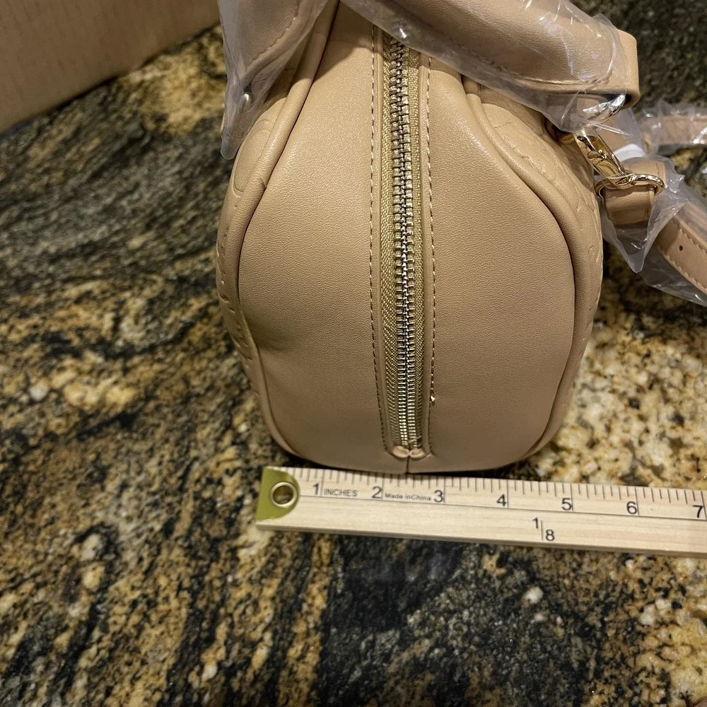 CXL by Christian Lacroix Satchel‎ Bag Womens Toffee Eiden Embossed Faux Leather